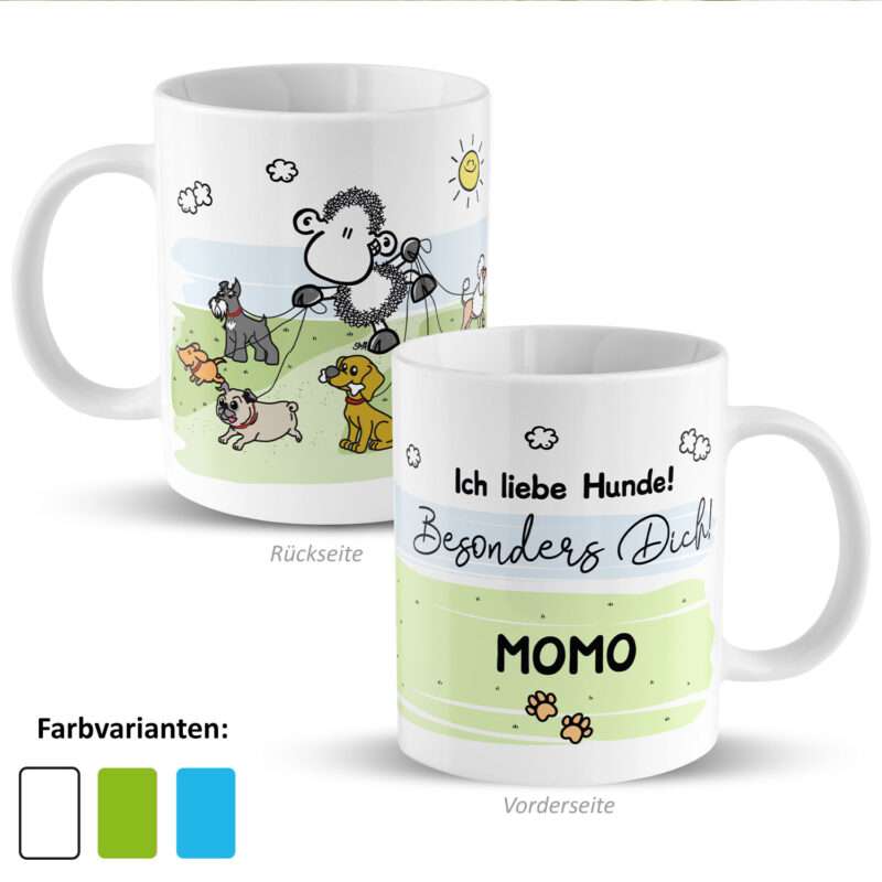 Personalisierbare Tasse »Ich liebe Hunde! ...« mit Name, weiß