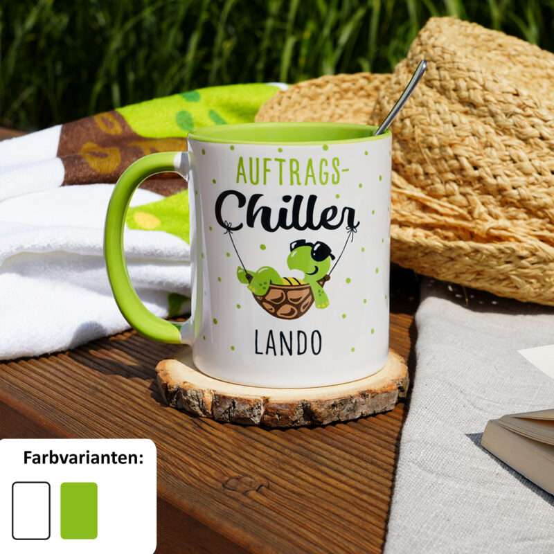 GRUSS & CO L1872 Tasse »Auftragschiller …!« mit Wunschnamen, grün, personalisiert