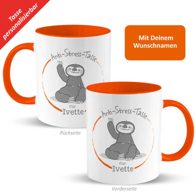 GRUSS & CO L1729 Tasse »Anti-Stress-Tasse für ...« mit Wunschnamen, orange, personalisiert