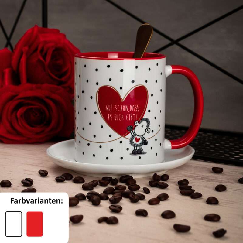 Tasse »Wie schön, dass es Dich gibt! ...« mit Wunschnamen, rot, personalisiert