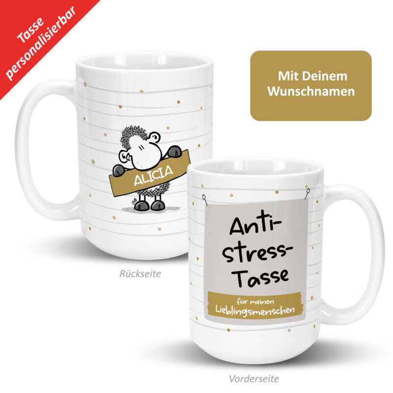 XL Anti-Stress-Tasse Motiv »für meinen Lieblingsmenschen …« mit Wunschnamen, weiß, personalisiert