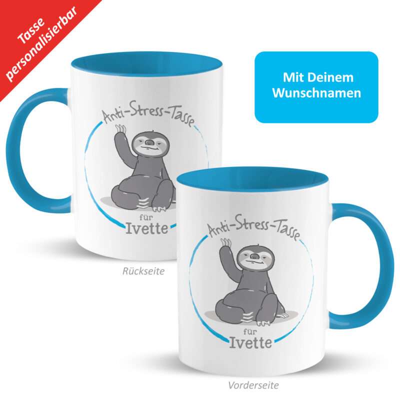 GRUSS & CO L1723 Tasse »Anti-Stress-Tasse für ...« mit Wunschnamen, blau, personalisiert