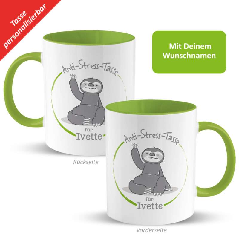 GRUSS & CO L1725 Tasse »Anti-Stress-Tasse für ...« mit Wunschnamen, grün, personalisiert