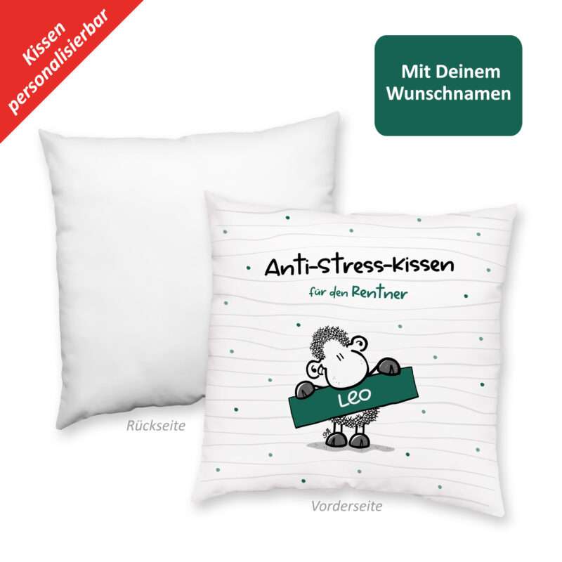 Anti-Stress-Kissen »für den Rentner …« mit Wunschnamen, weiß, personalisiert