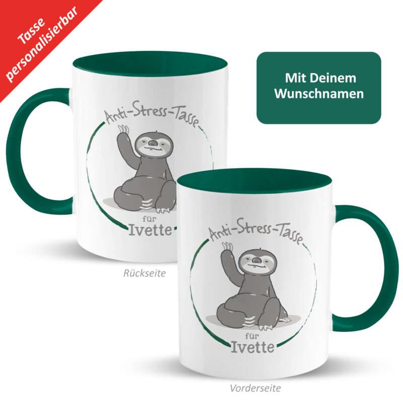 GRUSS & CO L1735 Tasse »Anti-Stress-Tasse für ...« mit Wunschnamen, petrol, personalisiert