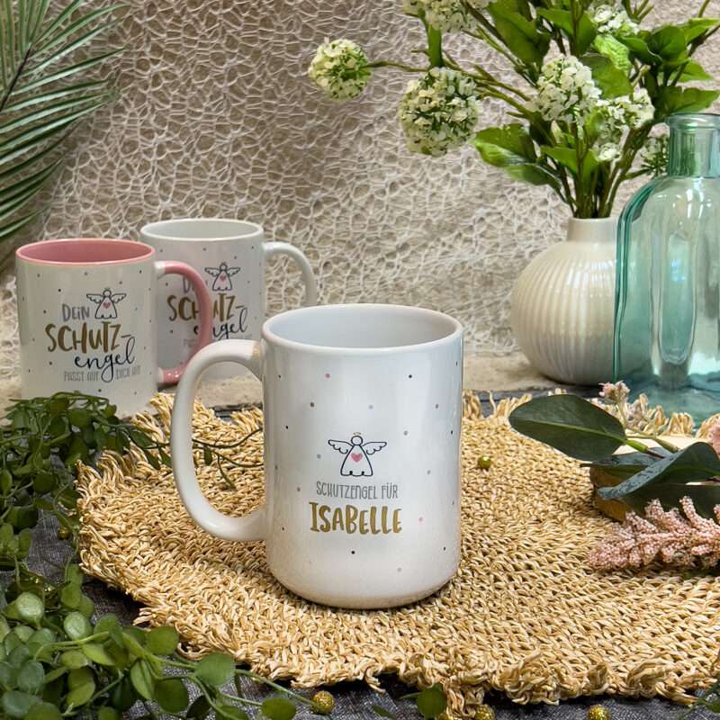 GRUSS & CO L1890 XL-Tasse »Schutzengel für …!« mit Wunschnamen, weiß, personalisiert