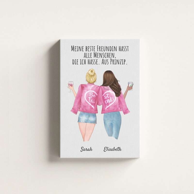 Schwestern Pink -  Personalisierter Kunstdruck (Poster, Leinwand)