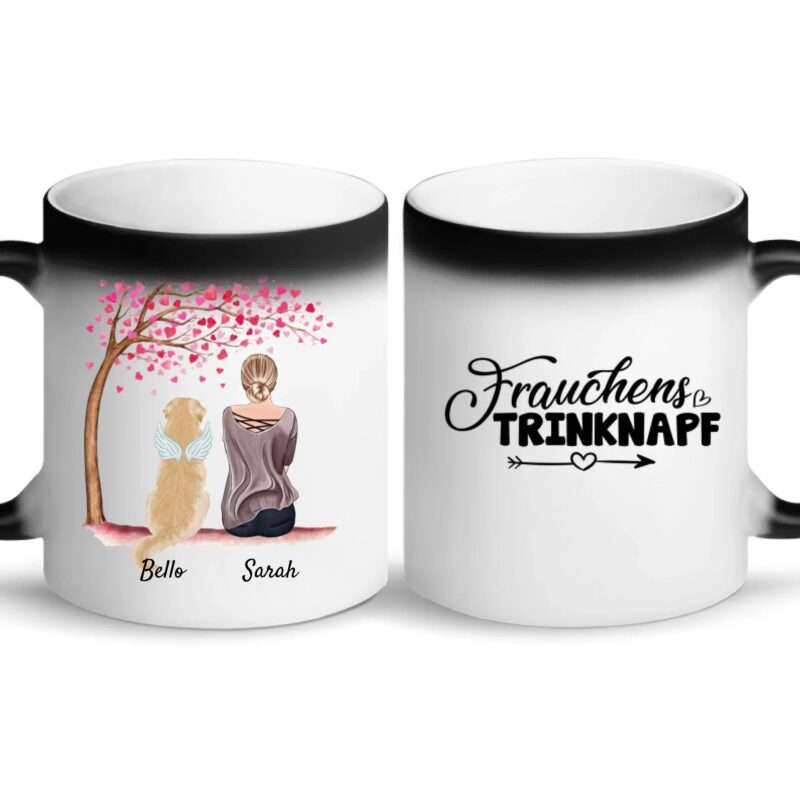 Frau mit Hunden - Personalisierte Tasse