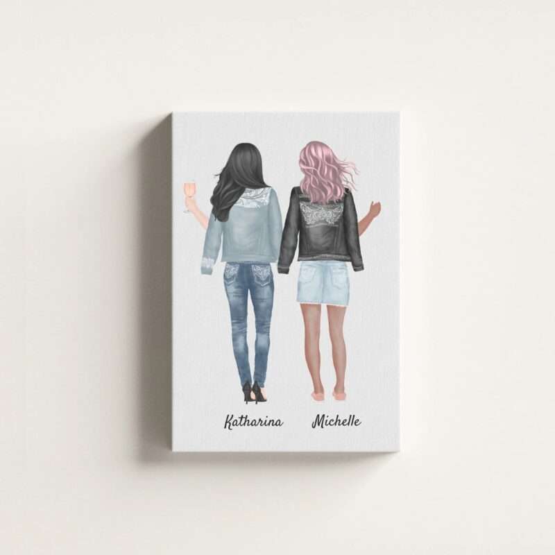 Beste Freundinnen (bis zu 5 Personen)- Personalisierter Kunstdruck (Poster, Leinwand)