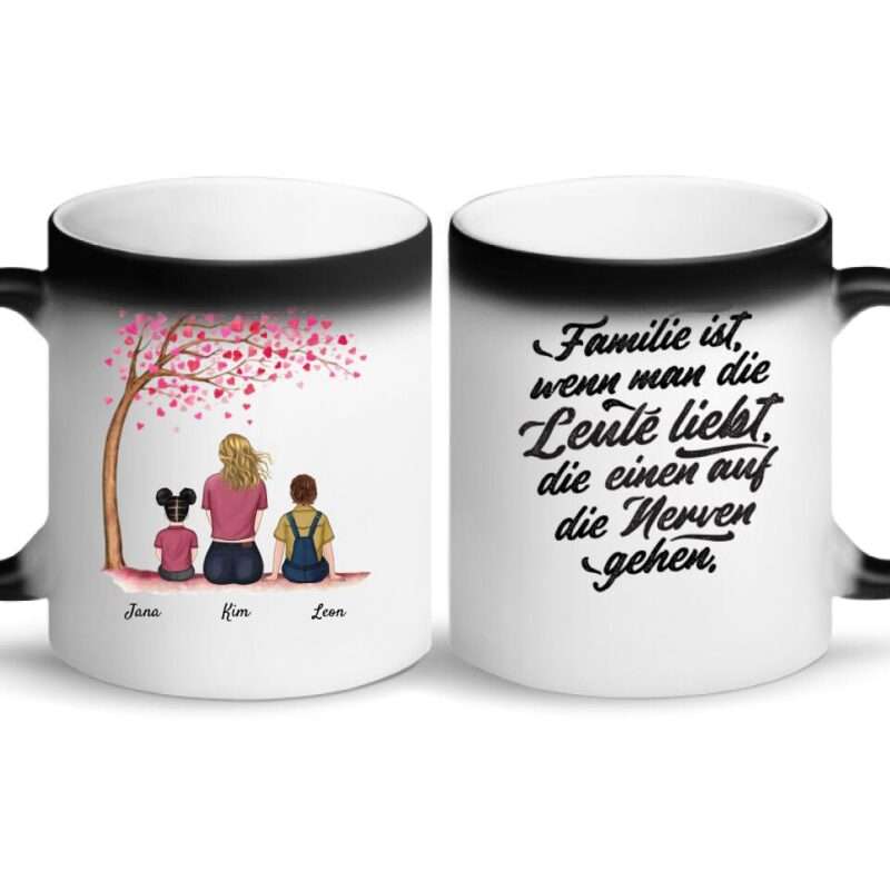 Mutter mit Kindern, Hunden und Katzen - Personalisierte Tasse