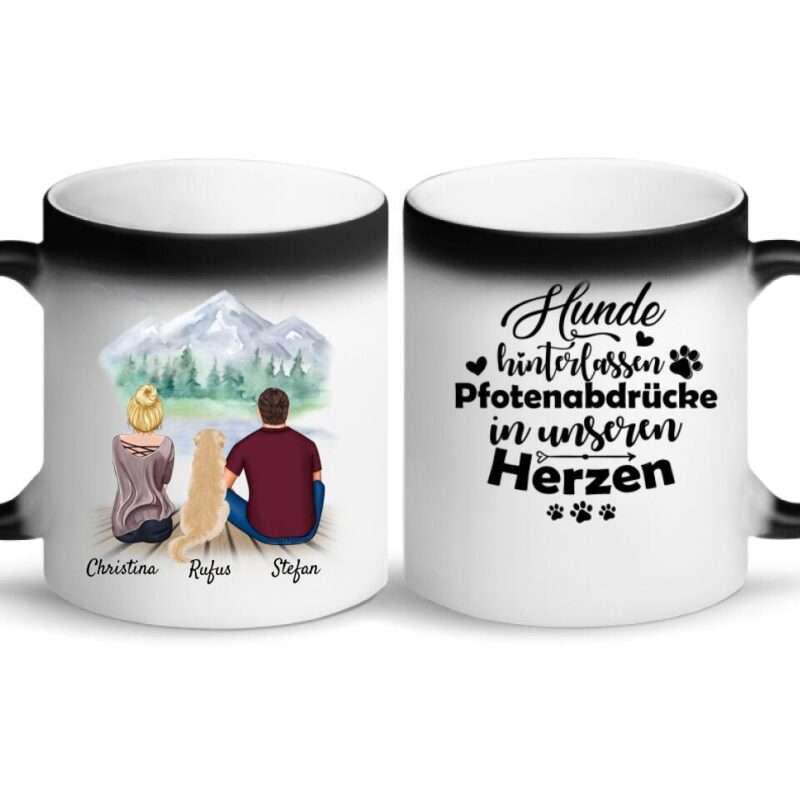 Pärchen mit Hund - Personalisierte Tasse