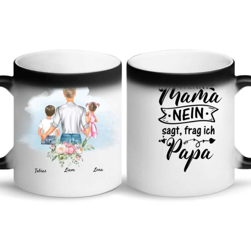 Vater mit Kindern - Personalisierte Tasse