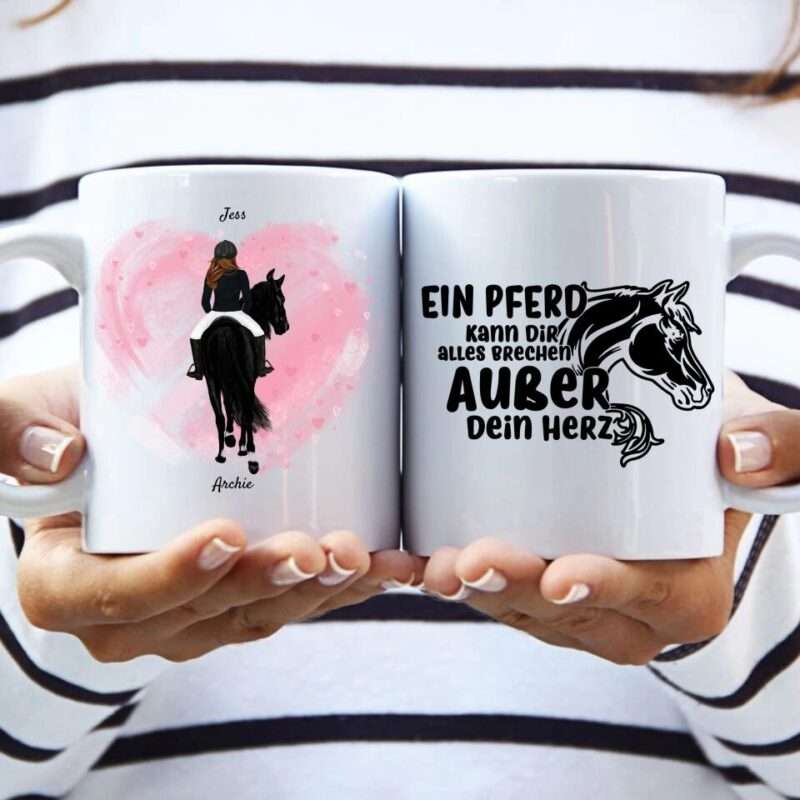 Pferdetasse (bis zu 3 Reiterinnen) - Personalisierte Tasse