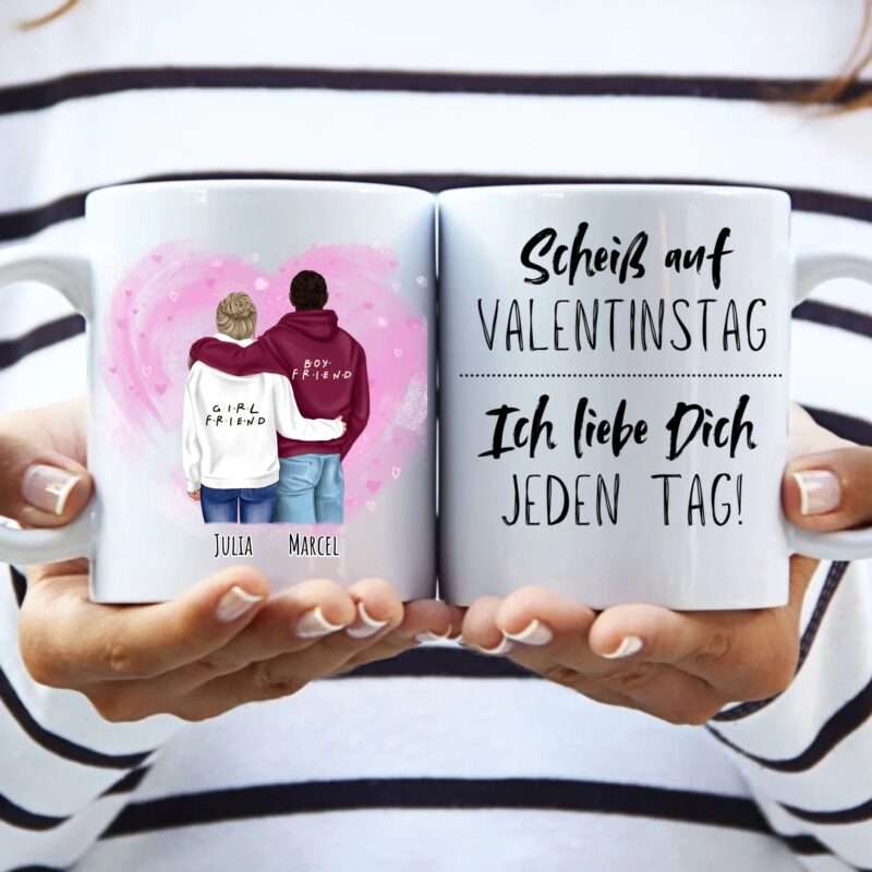 Pärchen mit Hoodies - Personalisierter Tasse