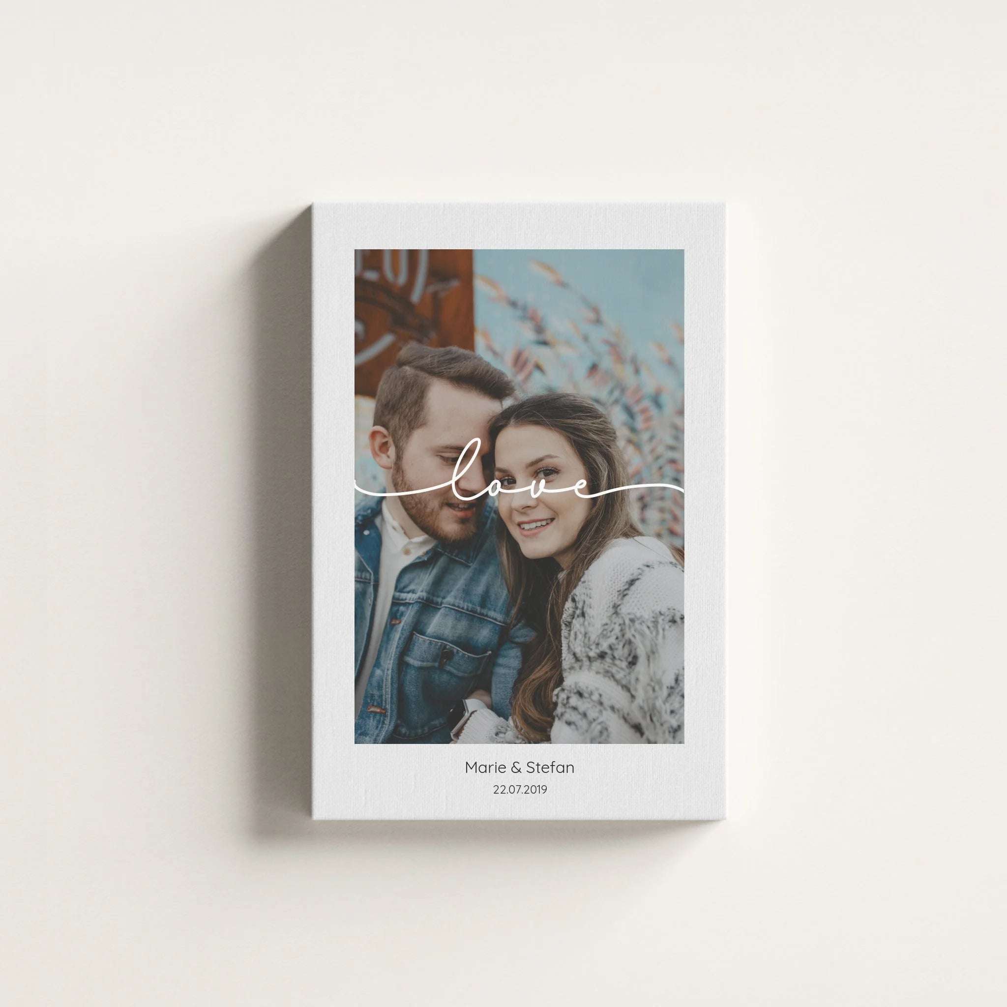 Pärchen "love" mit Foto - Personalisierter Kunstdruck (Poster / Leinwand)