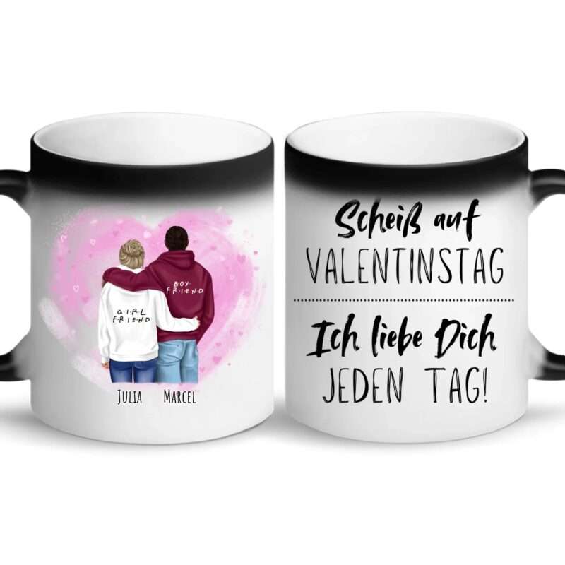 Pärchen mit Hoodies - Personalisierter Tasse