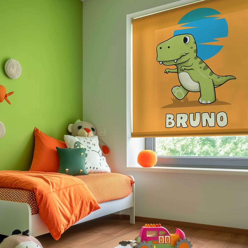 Grünes t-rex personalisiertes Rollo