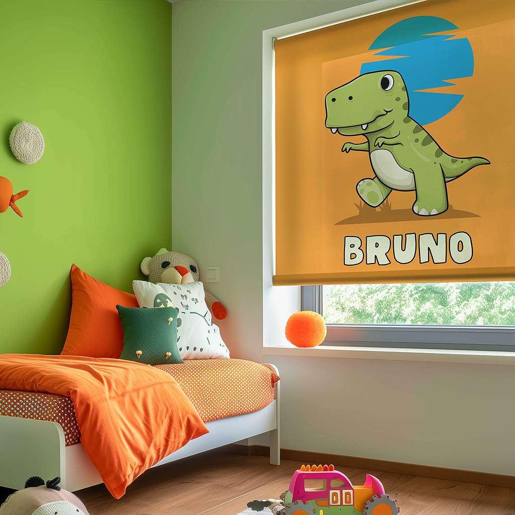 Grünes t-rex personalisiertes Rollo