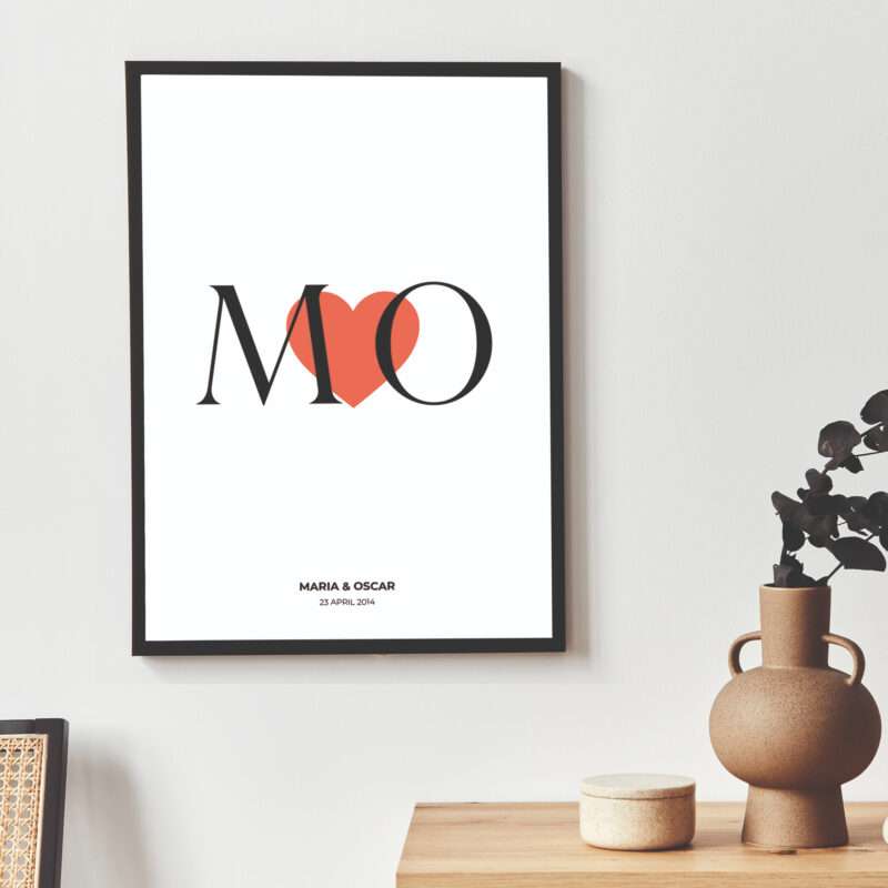 Poster Initialien von Paaren personalisiert