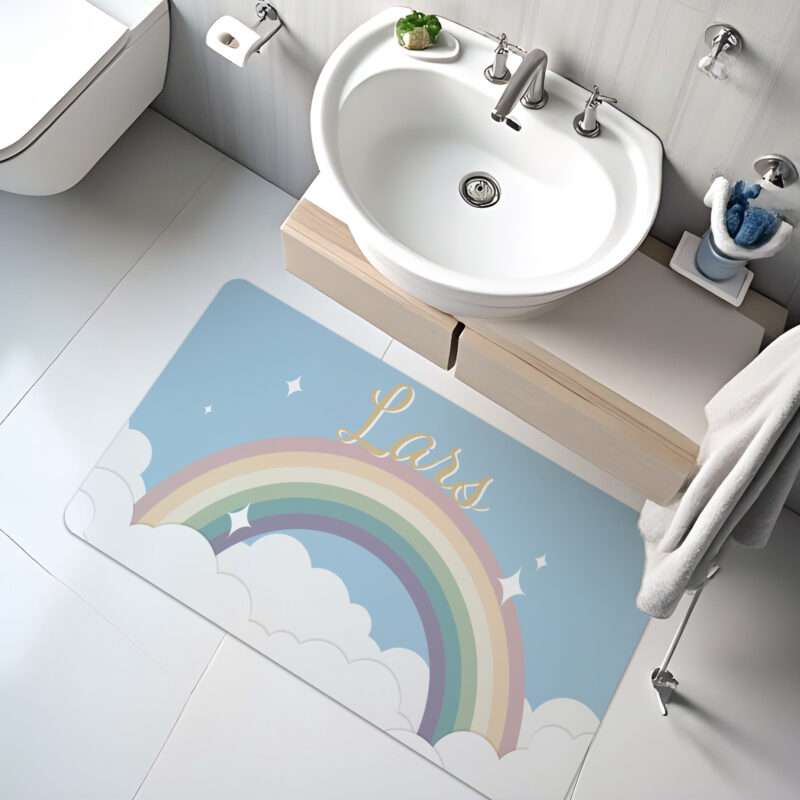 Vinyl Teppich mit Namen personalisierter regenbogen