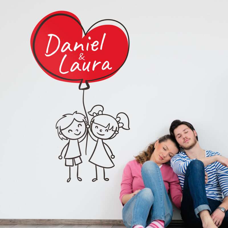 Wandtattoo Herzballon personalisierbar