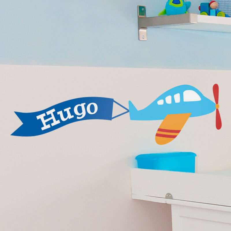 Personalisierbares Wandtattoo Flugzeug Kinder