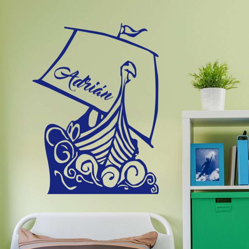 Wandtattoo personalisierbares Wikingerboot