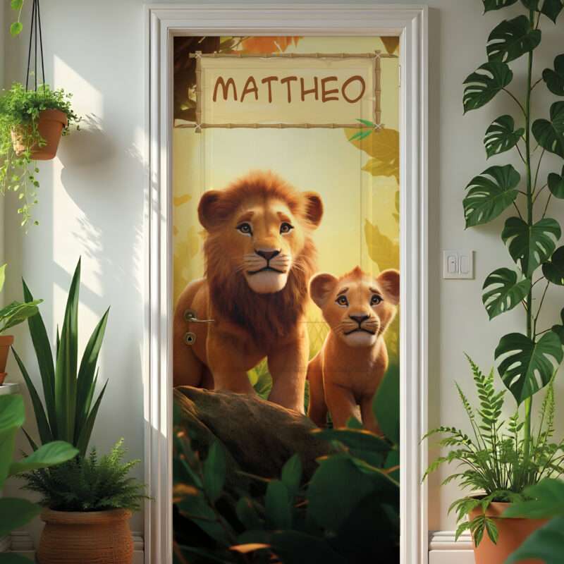 Folie tür personalisierter löwe aufkleber