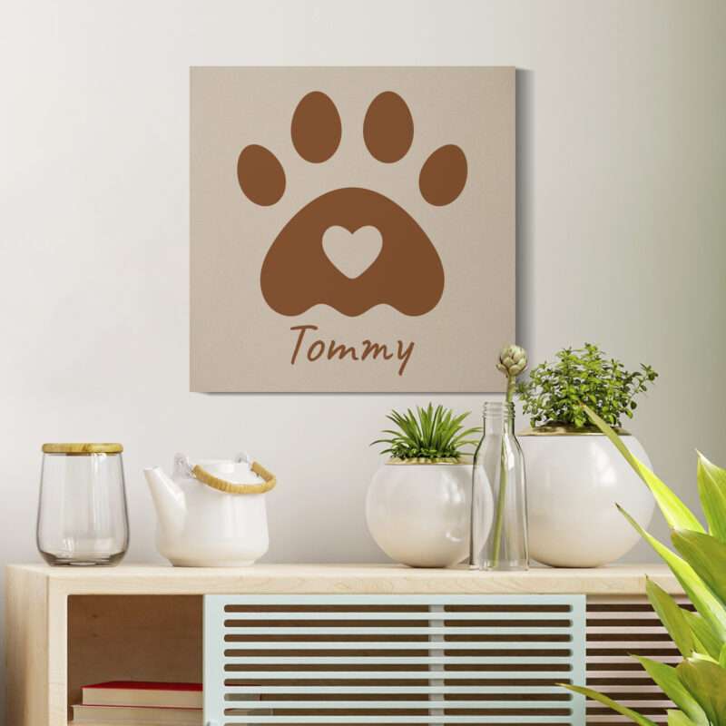 Personalisiertes Leinwandbild Pfote mit Name