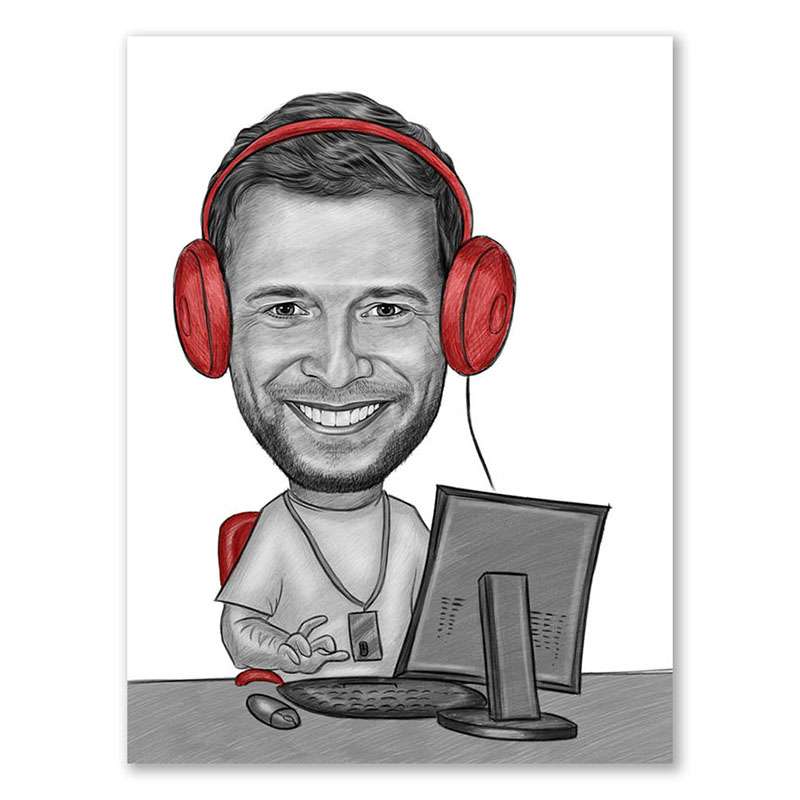 Bild von   karikatur vom foto gamer amjpg | fotogeschenkideende 🎀 Geschenke mit eigenem Foto Motiv o Text