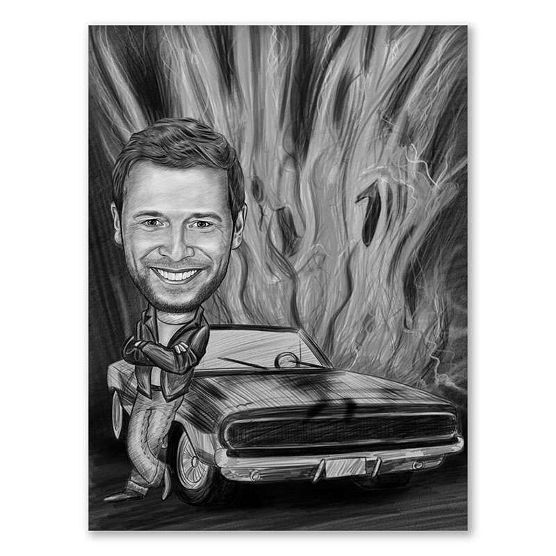 Karikatur vom Foto - Heiser Man Zeichnung  (ca491man-pen)