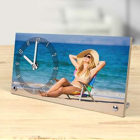 Bild von   holz tischuhr mit fotojpg | fotogeschenkideende 🎀 Geschenke mit eigenem Foto Motiv o Text