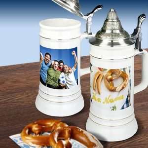Ständerkrug mit Zinndeckel - Bierkrug mit Foto - Ohne Vorlage gestalten