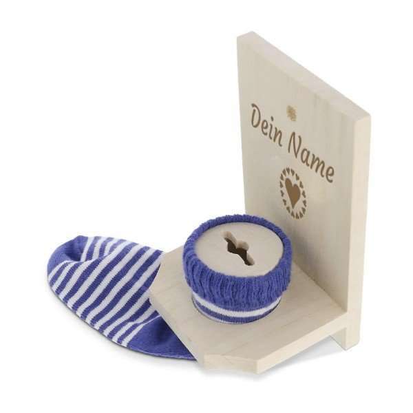 Bild von   sparstrumpf blau mit namen grjpg | fotogeschenkideende 🎀 Geschenke mit eigenem Foto Motiv o Text