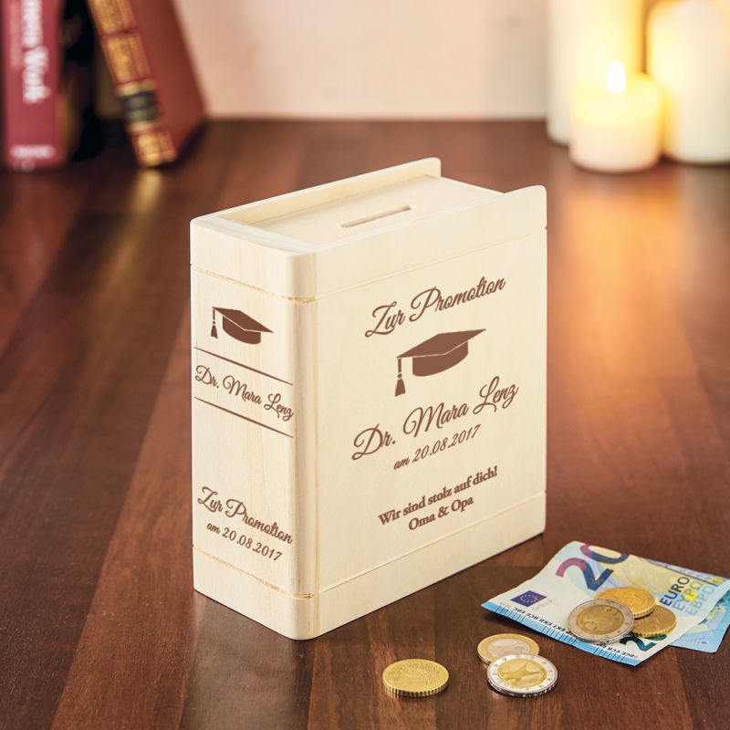 Bild von   spardose buch aus holz mit grajpg | fotogeschenkideende 🎀 Geschenke mit eigenem Foto Motiv o Text