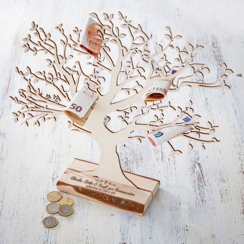 Bild von   geldbaum mit gravur zur kommunjpg | fotogeschenkideende 🎀 Geschenke mit eigenem Foto Motiv o Text