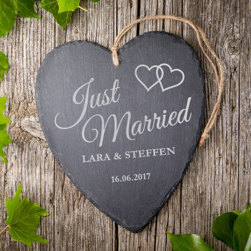 Bild von   schieferherz zur hochzeit mitjpg | fotogeschenkideende 🎀 Geschenke mit eigenem Foto Motiv o Text