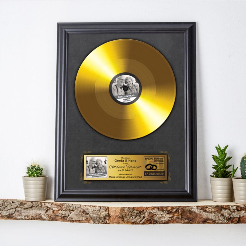 Bild von   goldene schallplatte zur goldejpg | fotogeschenkideende 🎀 Geschenke mit eigenem Foto Motiv o Text