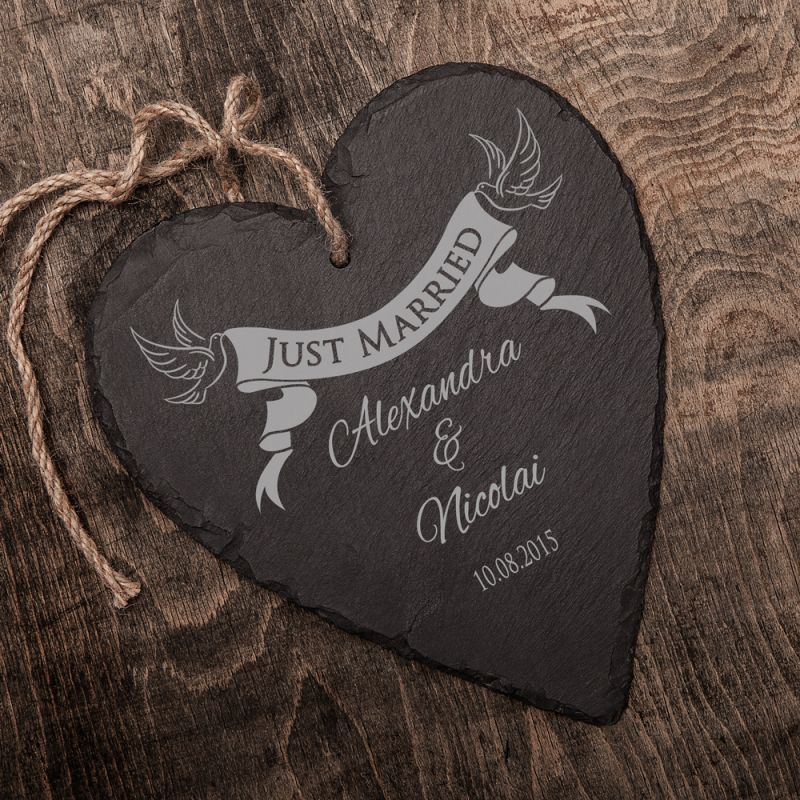 Bild von   schieferherz zur hochzeit mitjpg | fotogeschenkideende 🎀 Geschenke mit eigenem Foto Motiv o Text