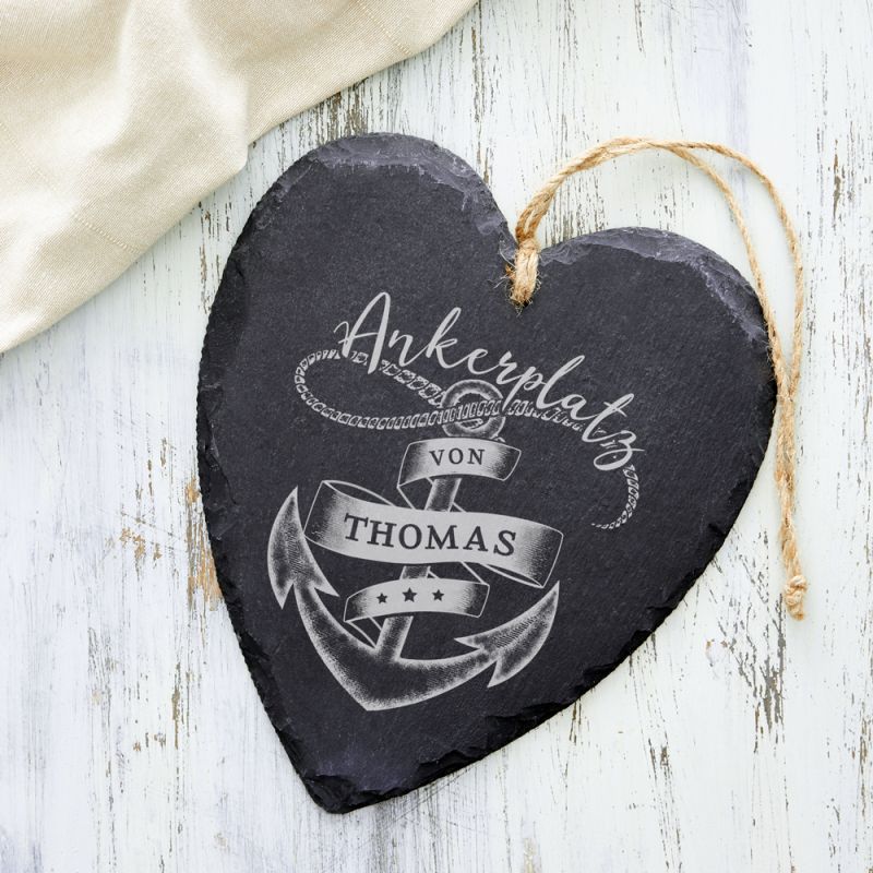 Bild von   schieferherz mit gravur ankejpg | fotogeschenkideende 🎀 Geschenke mit eigenem Foto Motiv o Text