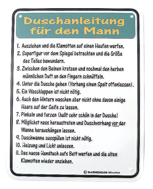 Bild von   funschild duschanleitung fuejpg | fotogeschenkideende 🎀 Geschenke mit eigenem Foto Motiv o Text