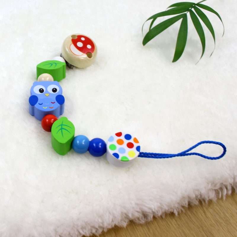 Personalisierbare Holz-Schnullerkette Eule