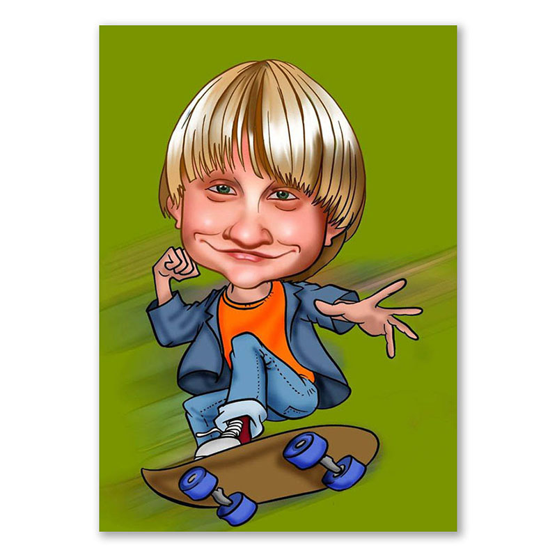 Bild von   erstellung karikatur skateboarjpg | fotogeschenkideende 🎀 Geschenke mit eigenem Foto Motiv o Text