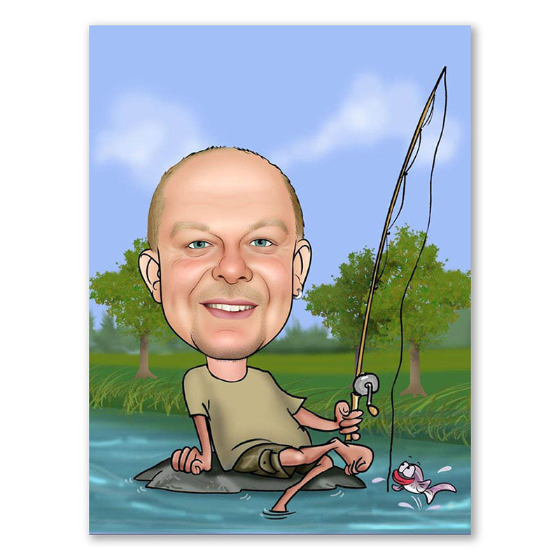 Bild von   erstellung karikatur angler mijpg | fotogeschenkideende 🎀 Geschenke mit eigenem Foto Motiv o Text