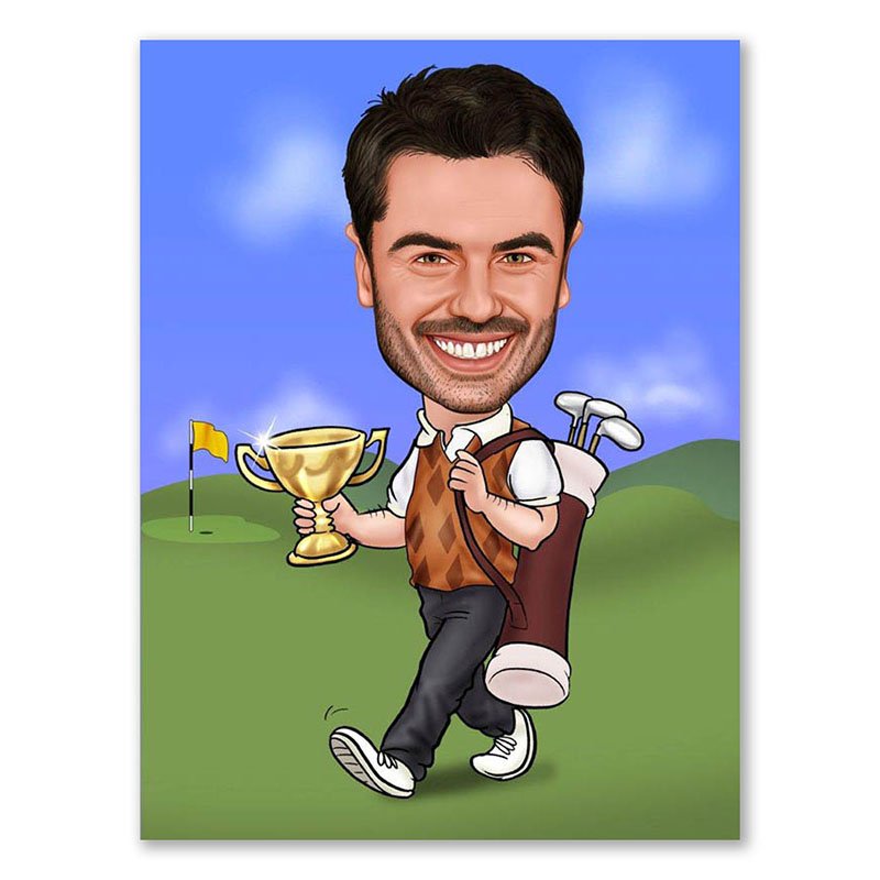 Bild von   erstellung karikatur golfer sijpg | fotogeschenkideende 🎀 Geschenke mit eigenem Foto Motiv o Text