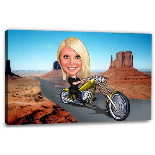 Erstellung Karikatur Tour im Valley (andere Motorradtypen mgl.) (ca403woman), inkl. 1 Person