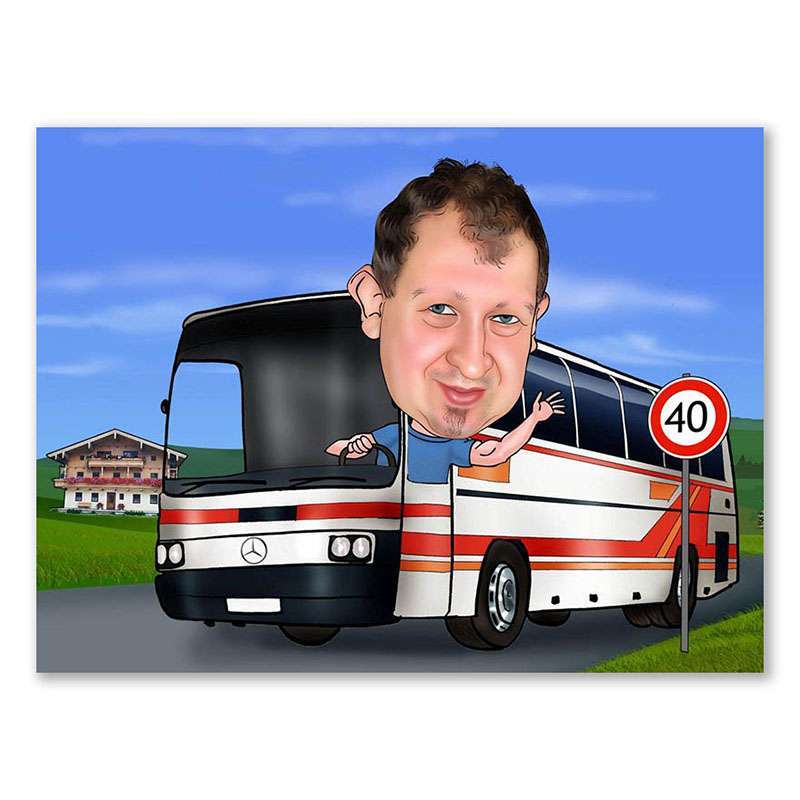 Bild von   erstellung karikatur busfahrerjpg | fotogeschenkideende 🎀 Geschenke mit eigenem Foto Motiv o Text