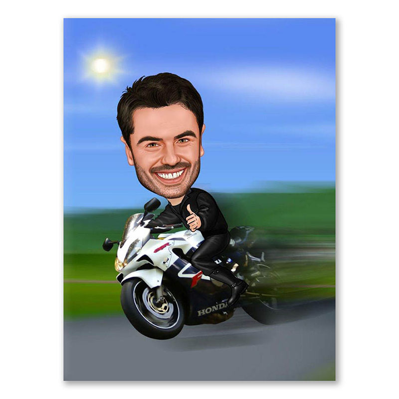 Erstellung Karikatur Schneller Biker (ca587), inkl. 1 Person