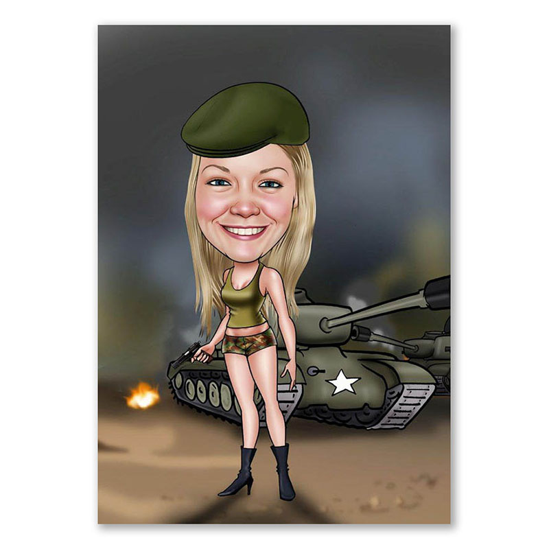 Bild von   erstellung karikatur frau panzjpg | fotogeschenkideende 🎀 Geschenke mit eigenem Foto Motiv o Text