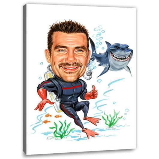 Bild von   erstellung karikatur taucher mjpg | fotogeschenkideende 🎀 Geschenke mit eigenem Foto Motiv o Text